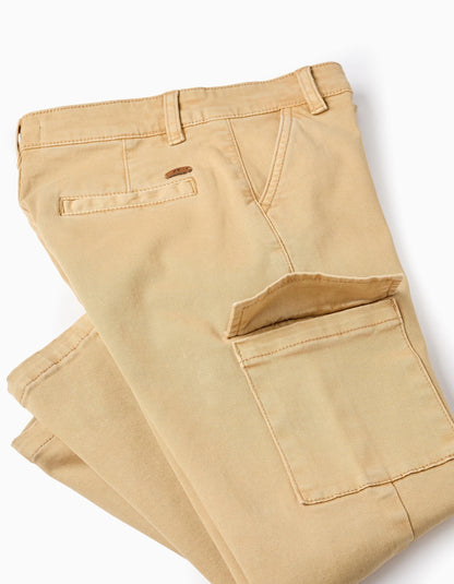 Cargo Twill Trousers for Boys 'Straight Fit', Beige