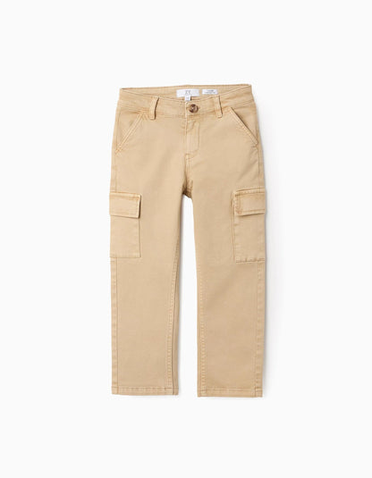 Cargo Twill Trousers for Boys 'Straight Fit', Beige