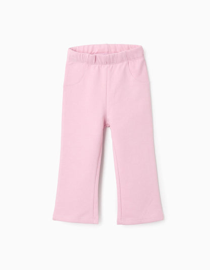 Flared Cotton Trousers for Baby Girls, Pink
