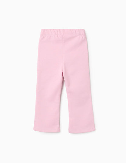 Flared Cotton Trousers for Baby Girls, Pink