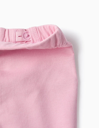 Flared Cotton Trousers for Baby Girls, Pink
