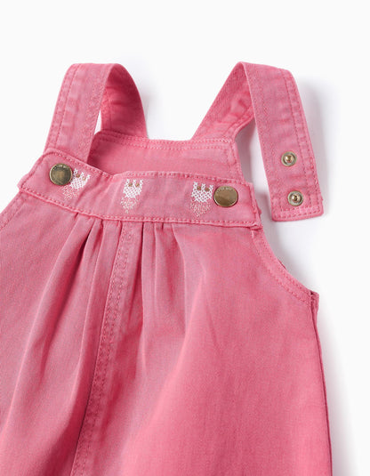 Pinafore Dress with Cross-Stitch Details for Baby Girls, Pink