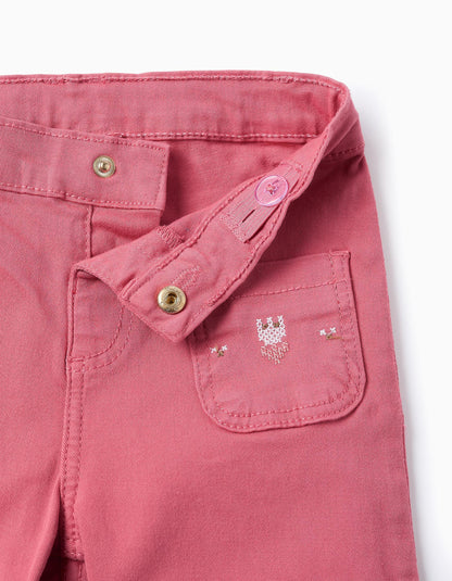 Trousers with Cross-Stitch Details for Baby Girls, Pink