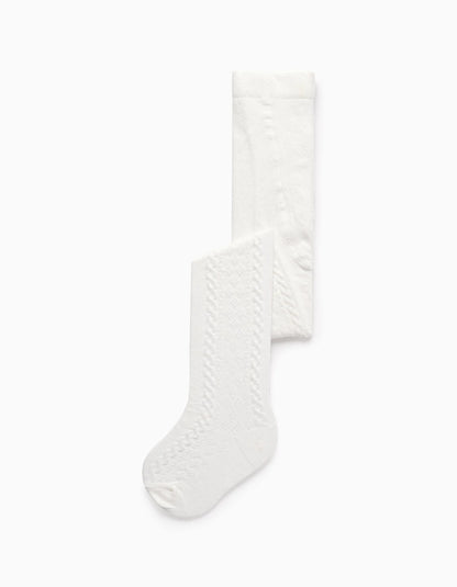 Textured Tights for Baby Girls, White
