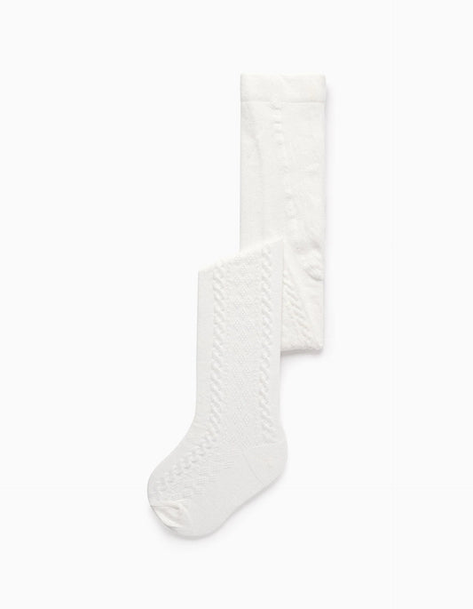 Textured Tights for Baby Girls, White