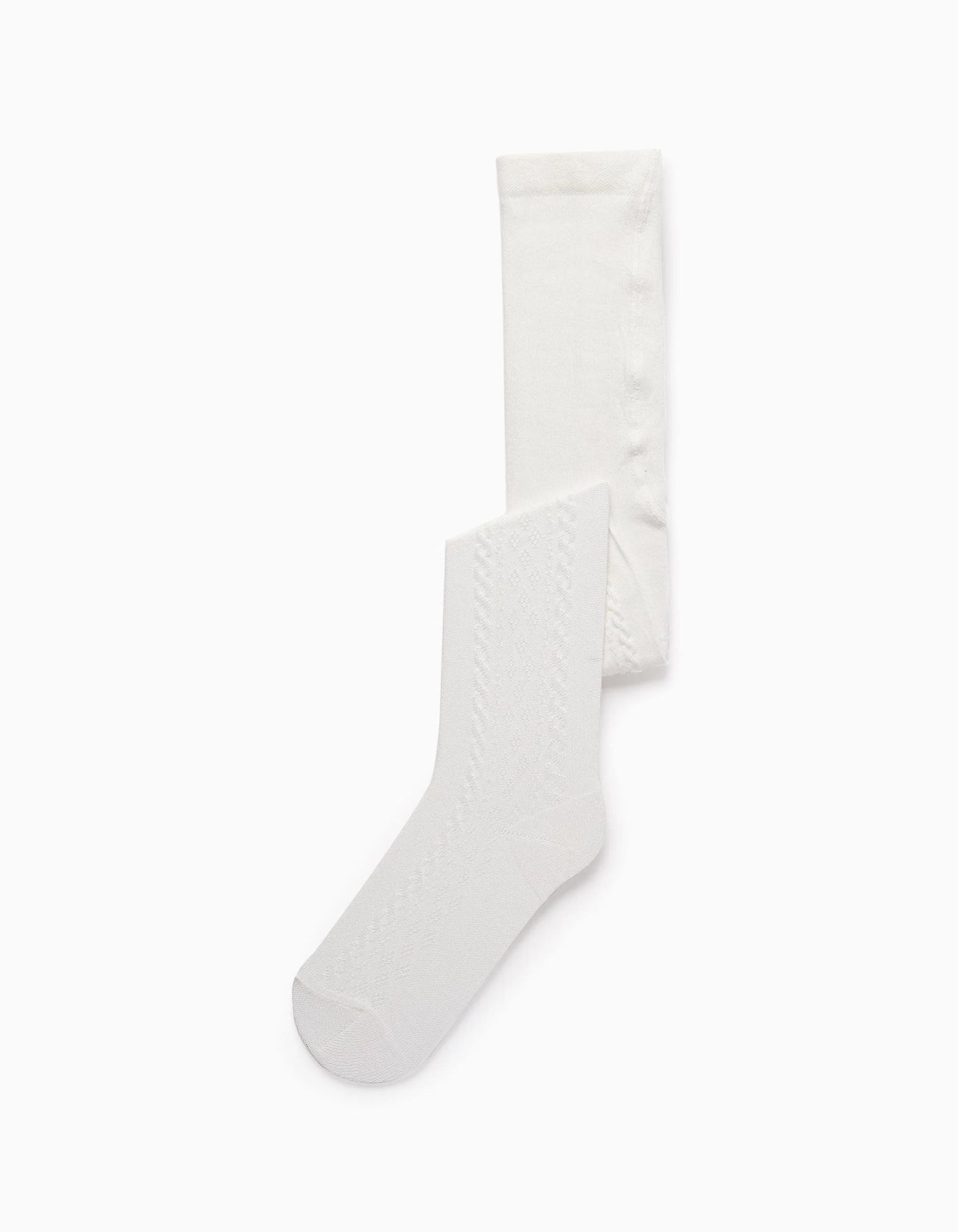 Textured Tights for Girls, White