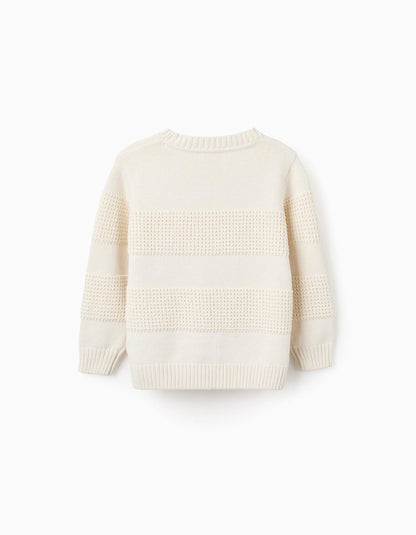 Textured Knit Jumper for Boys, White
