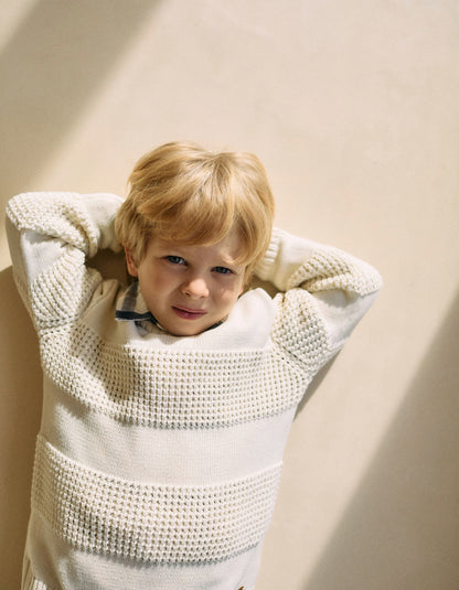 Textured Knit Jumper for Boys, White