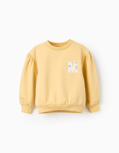 Sweatshirt with Chest Embroidery for Girls 'M', Yellow