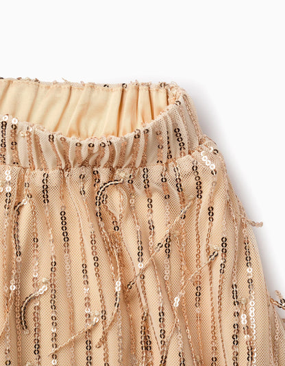 Skirt with Sequins for Baby Girls, Beige/Gold
