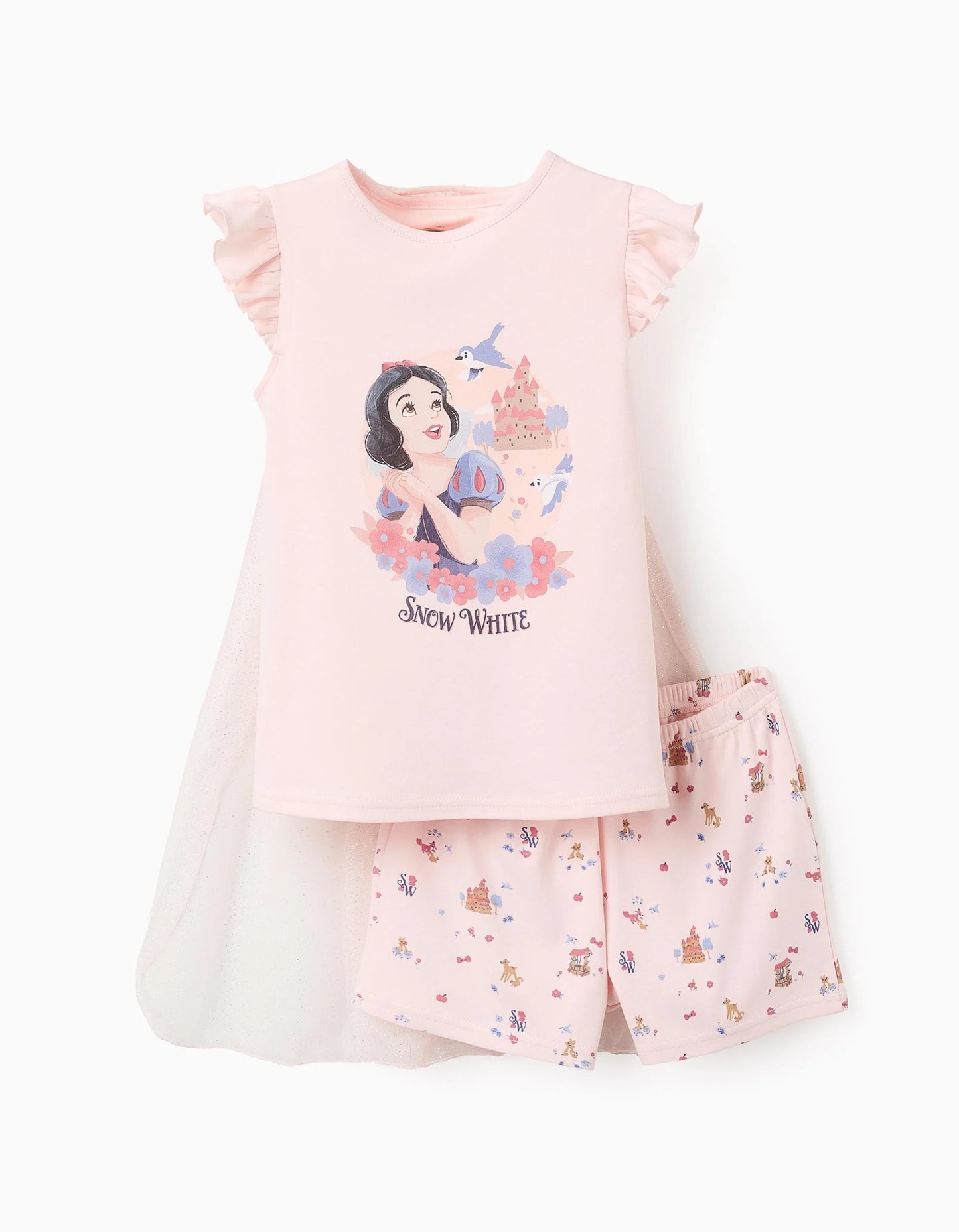 Pyjama Vest top + Shorts + Cape for Girls 'Snow White', Pink