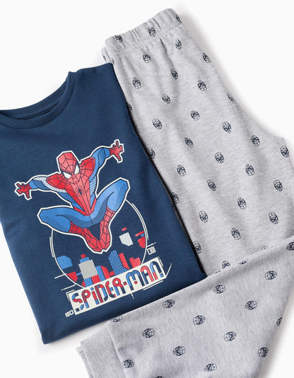 Pyjama Glows in the Dark for Boys 'Spiderman', Grey/Blue