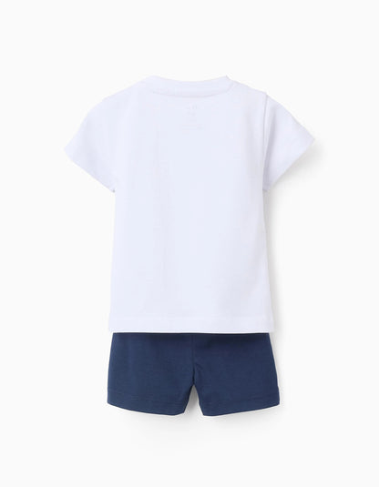 Cotton Pyjama for Baby Boys 'Sea Creatures', White/Blue