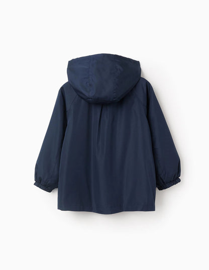 Hooded Windbreaker for Girls, Dark Blue/Gold