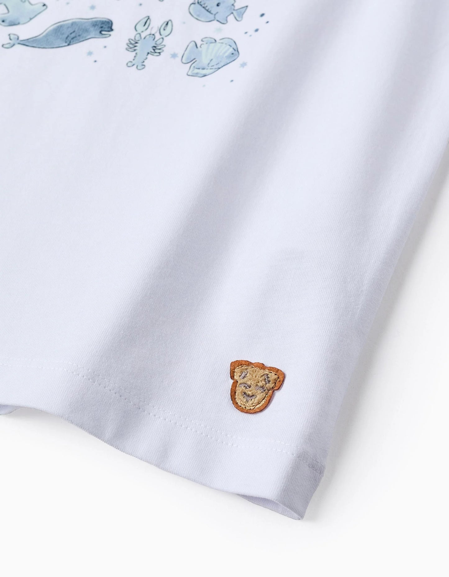 Cotton Pyjama for Boys 'Sea Creatures', White/Blue