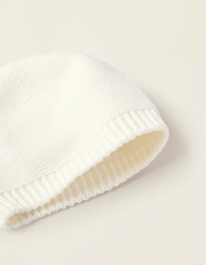 Knit Set Beanie + Gloves for Newborns, White