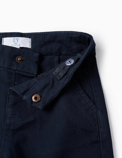 Chino Twill Shorts for Baby Boys, Dark Blue