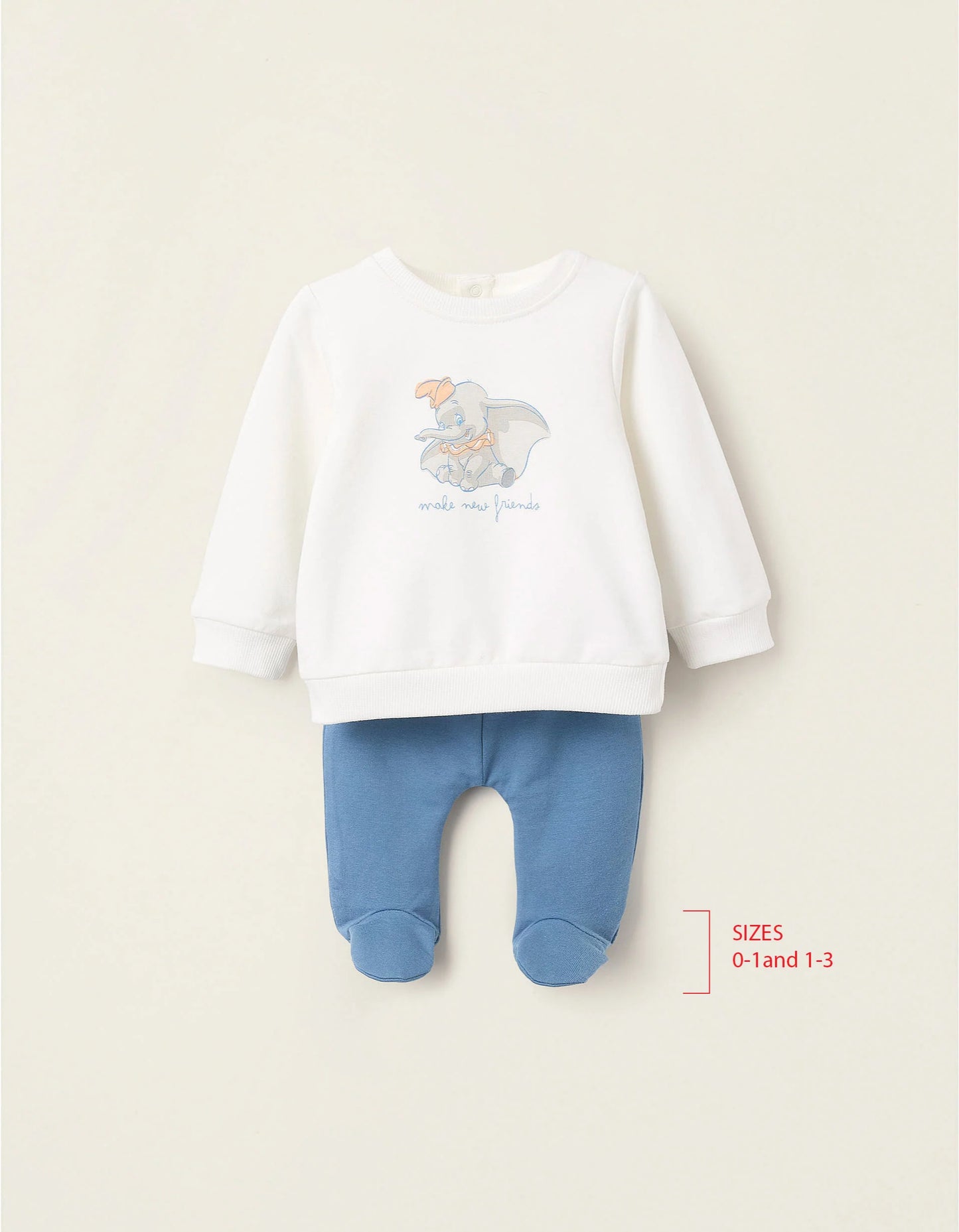 Sweatshirt + Trousers for Newborns 'Dumbo', White/Blue