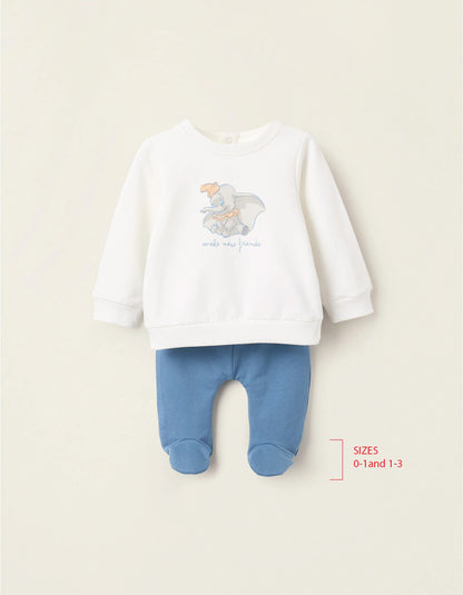 Sweatshirt + Trousers for Newborns 'Dumbo', White/Blue
