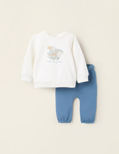 Sweatshirt + Trousers for Newborns 'Dumbo', White/Blue