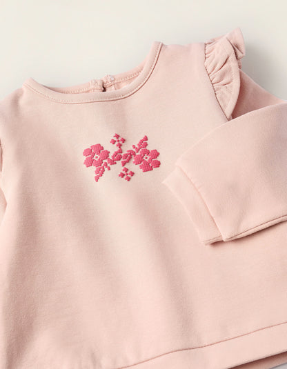 Sweatshirt with Ruffles for Newborn Girls, Pink