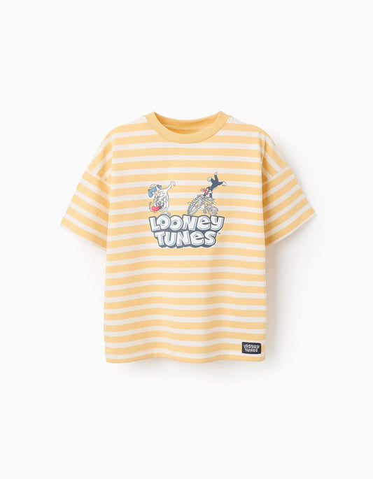 Striped T-shirt for Boys 'Looney Tunes', Yellow/White