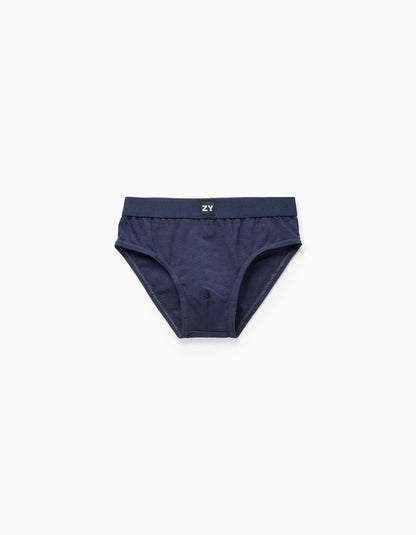 Pack of 5 Plain Briefs for Boys, Blue/White/Grey