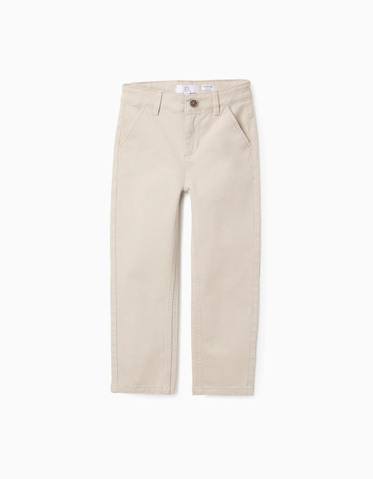 Twill Chino Trousers for Boys 'Slim Fit', Beige