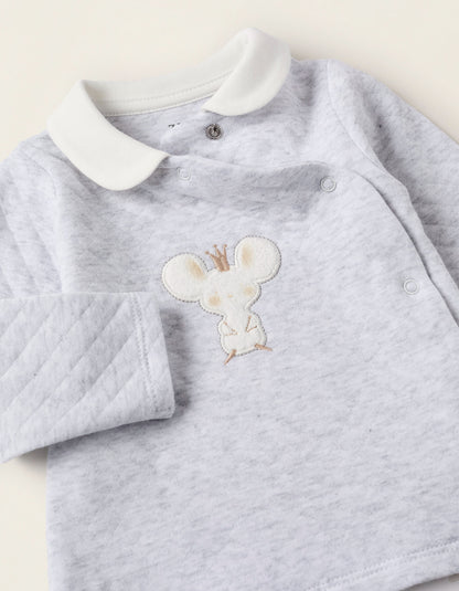 Sweatshirt + Trousers for Newborns 'King Mouse', Grey