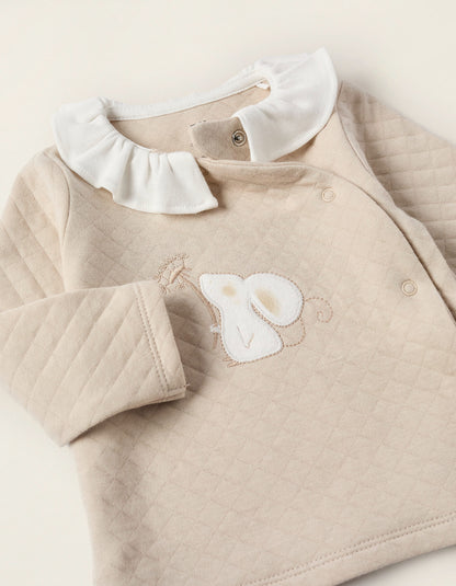 Sweatshirt + Trousers for Newborn Girls 'Mouse', Beige/White