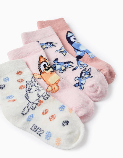 Pack of 4 Pairs of Socks for Baby Girls 'Bluey & Bingo', Pink
