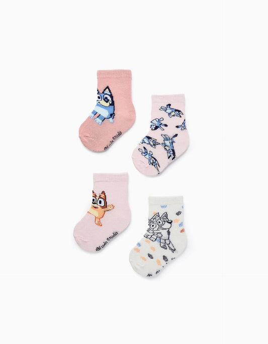 Pack of 4 Pairs of Socks for Baby Girls 'Bluey & Bingo', Pink