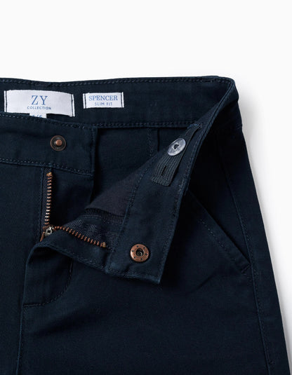 Twill Chino Trousers for Boys 'Slim Fit', Dark Blue