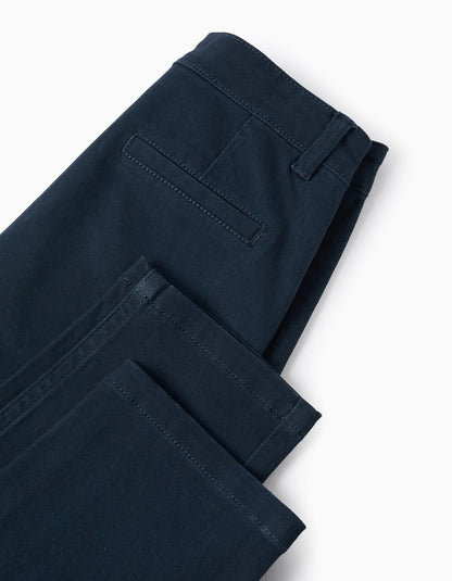 Twill Chino Trousers for Boys 'Slim Fit', Dark Blue