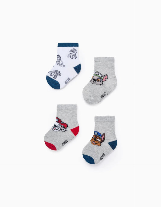 Pack of 4 Pairs of Socks for Baby Boys 'Paw Patrol', Grey/White
