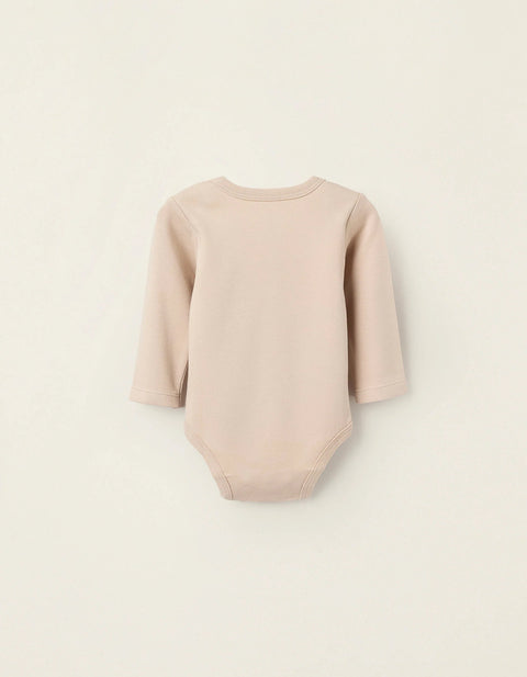 Pack of 4 Cotton Bodysuits for Newborns and Babies 'Pastel', White/Beige