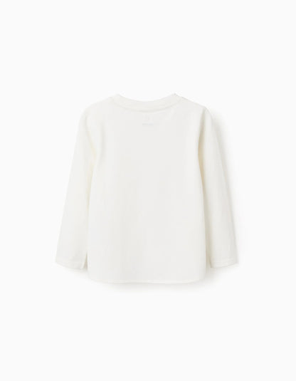 Long Sleeve T-shirt with Embossed Print for Girls, White