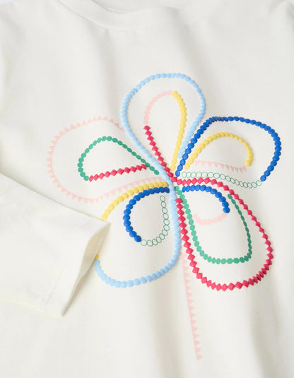 Long Sleeve T-shirt with Embossed Print for Girls, White