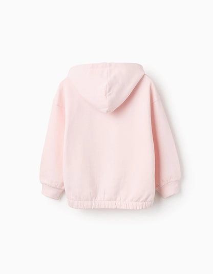 Cotton Hooded Sweatshirt for Girls 'Triangle Heart', Light Pink