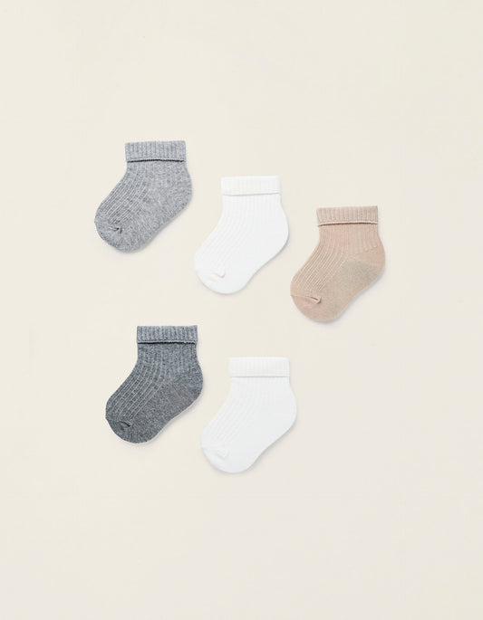 Pack of 5 Ribbed Socks for Baby Boys, Multicolour