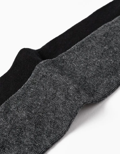 Pack of 2 Tights for Girls, Black/Grey