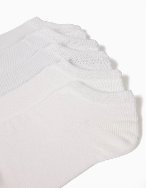 Pack of 5 Pairs of Plain Ankle Socks for Boys, White
