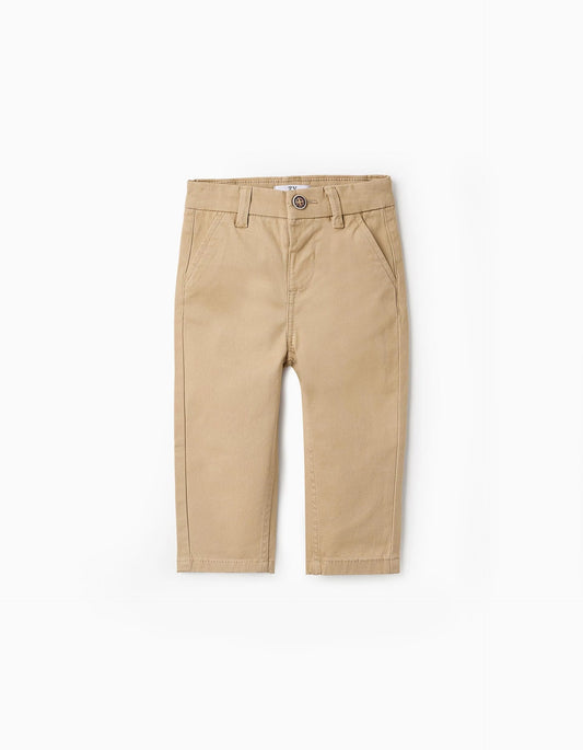Twill Chino Trousers for Baby Boys, Beige