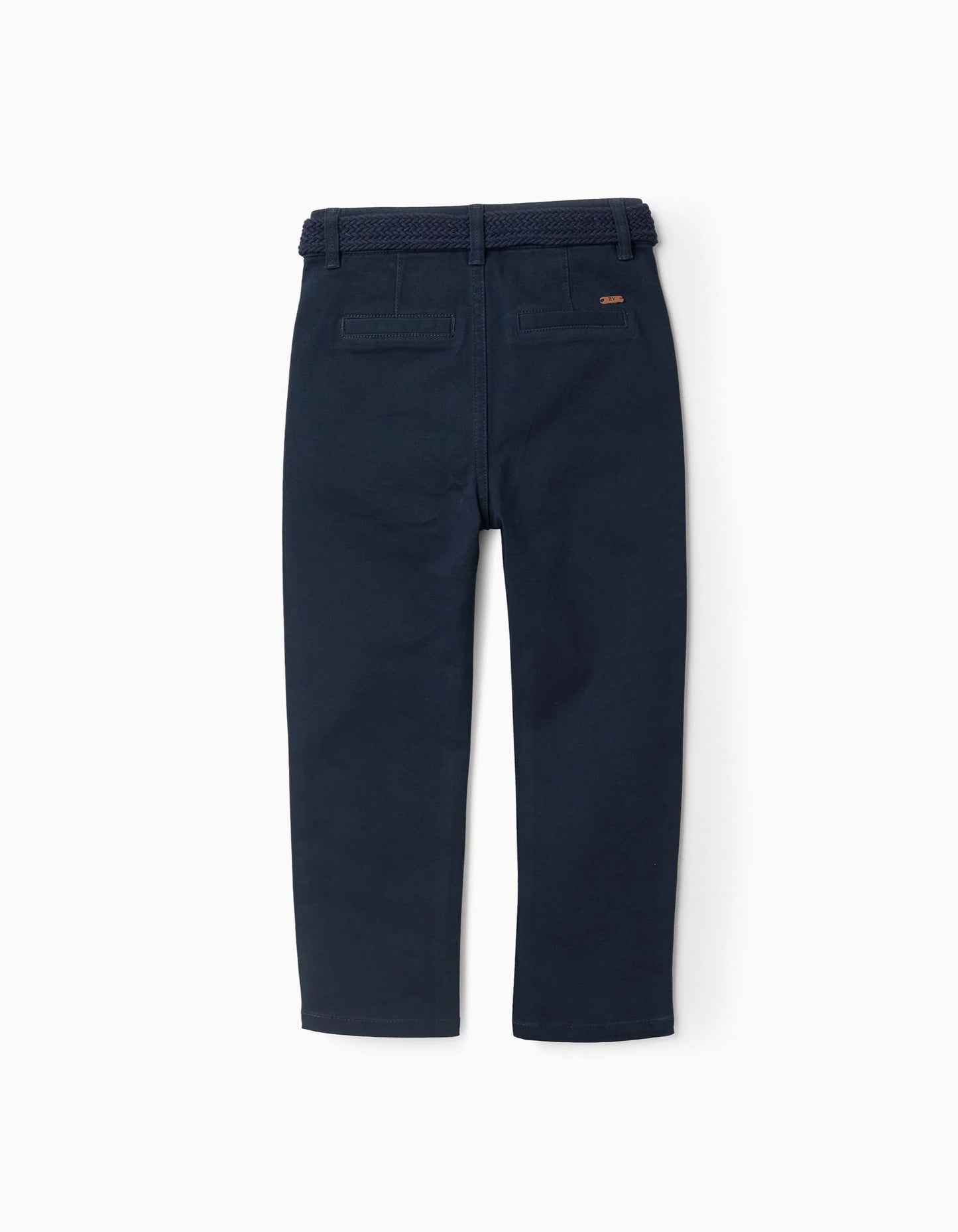 Twill Chino Trousers with Belt for Boys 'Straight Fit', Blue