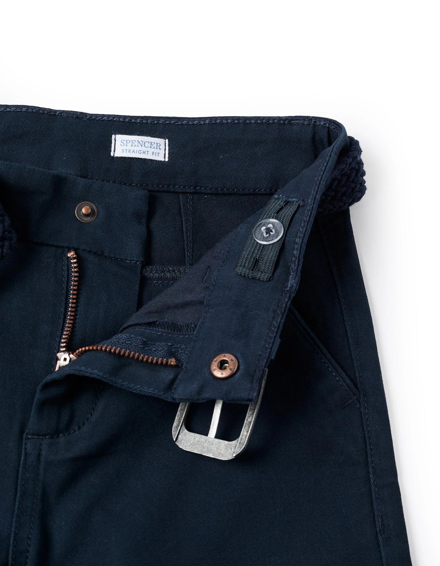 Twill Chino Trousers with Belt for Boys 'Straight Fit', Blue