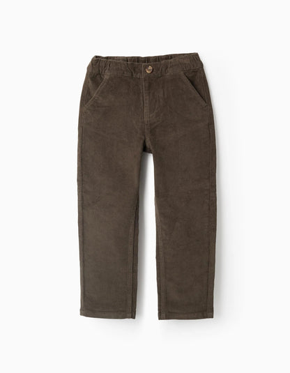Corduroy Chino Trousers for Boys 'Straight Fit', Dark Green