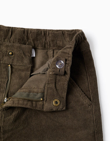 Corduroy Chino Trousers for Boys 'Straight Fit', Dark Green