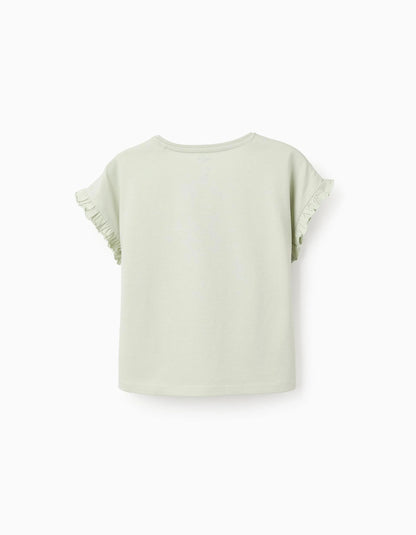 Cotton T-shirt with Ruffles for Girls 'Minnie', Green