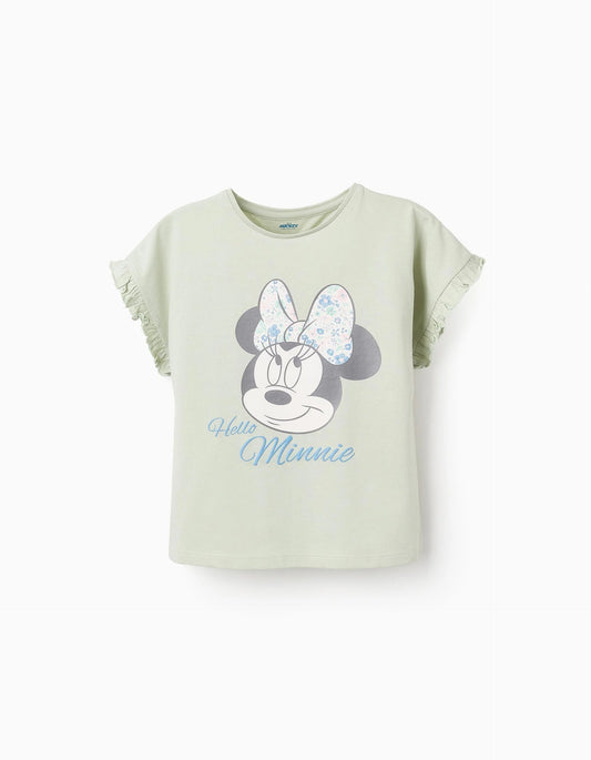 Cotton T-shirt with Ruffles for Girls 'Minnie', Green