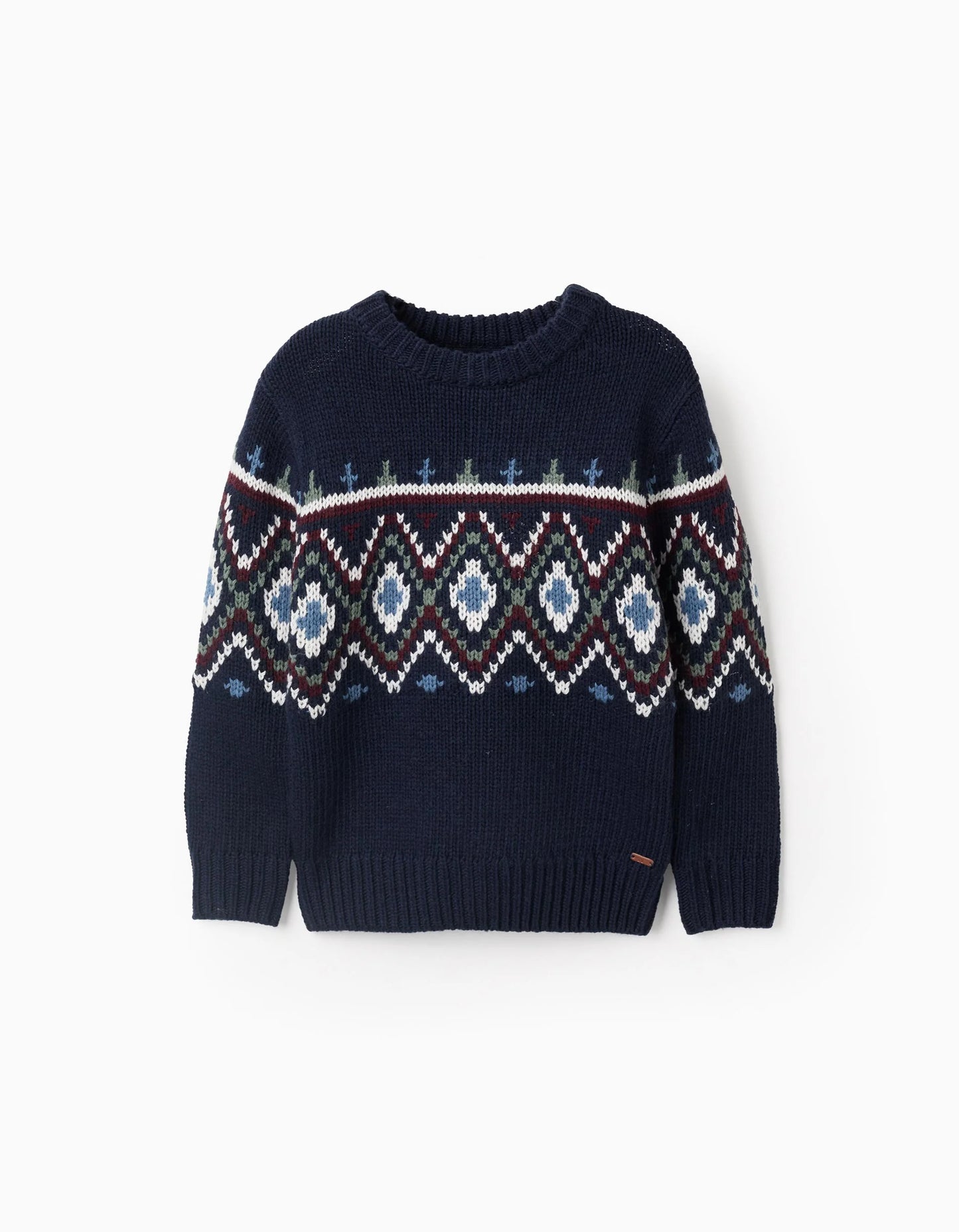 Jumper with Jacquard for Boys, Dark Blue